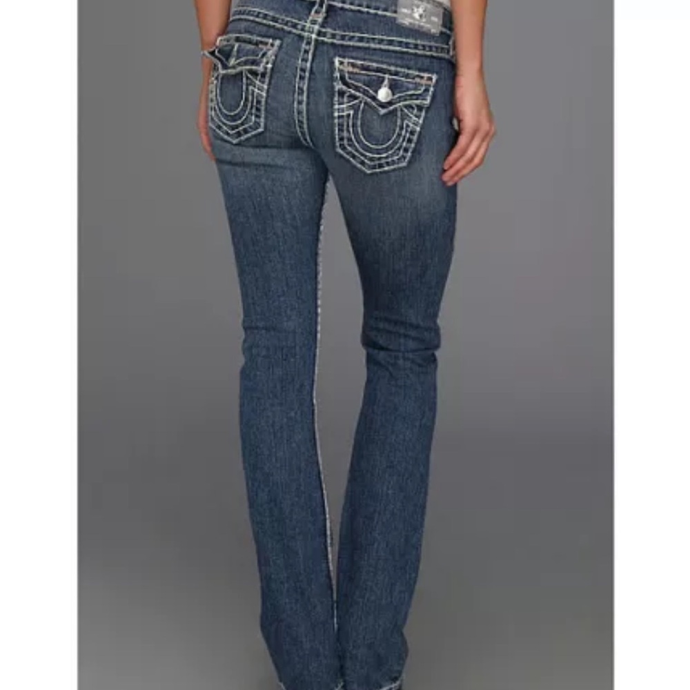 ❌SOLD ❌Vintage True Religion Women's Blue and Navy flare Jeans size 28